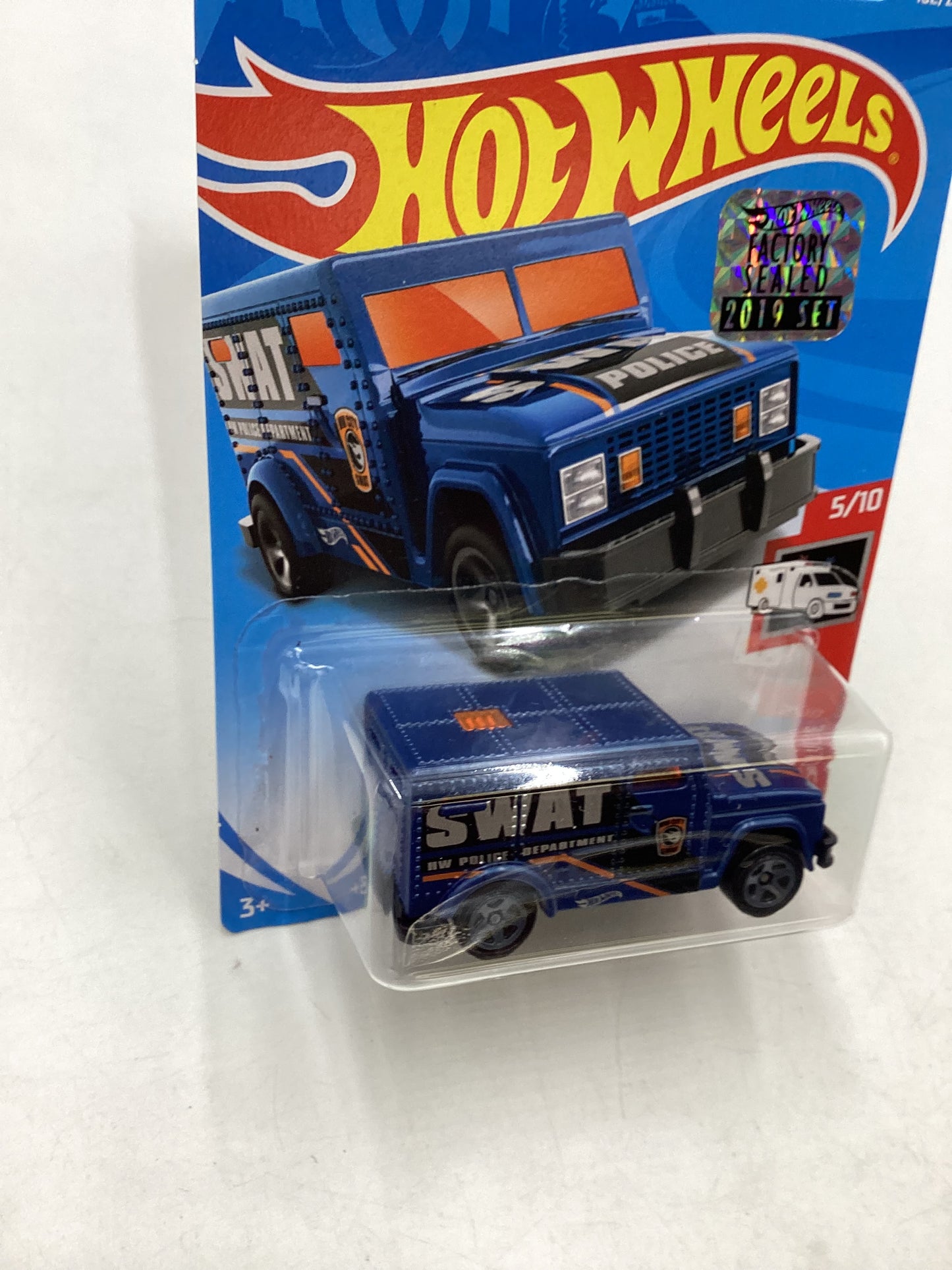 2019 HOT WHEELS  TREASURE HUNT Factory Sealed HW Armored Truck Blue #182 276H