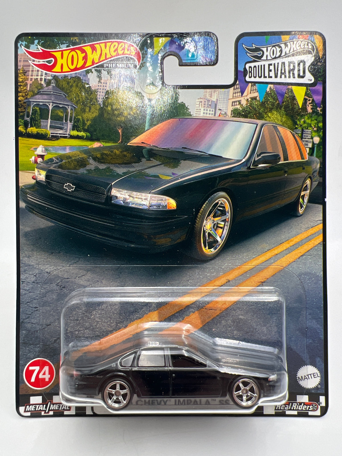 Hot Wheels Premium Boulevard #74 96 Chevy Impala SS Black W/Protector
