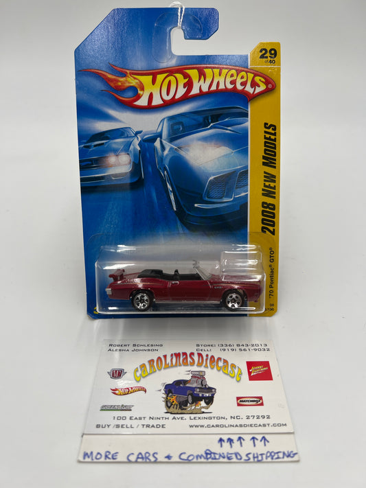 2008 Hot Wheels New Models #29 70 Pontiac GTO Red 55F