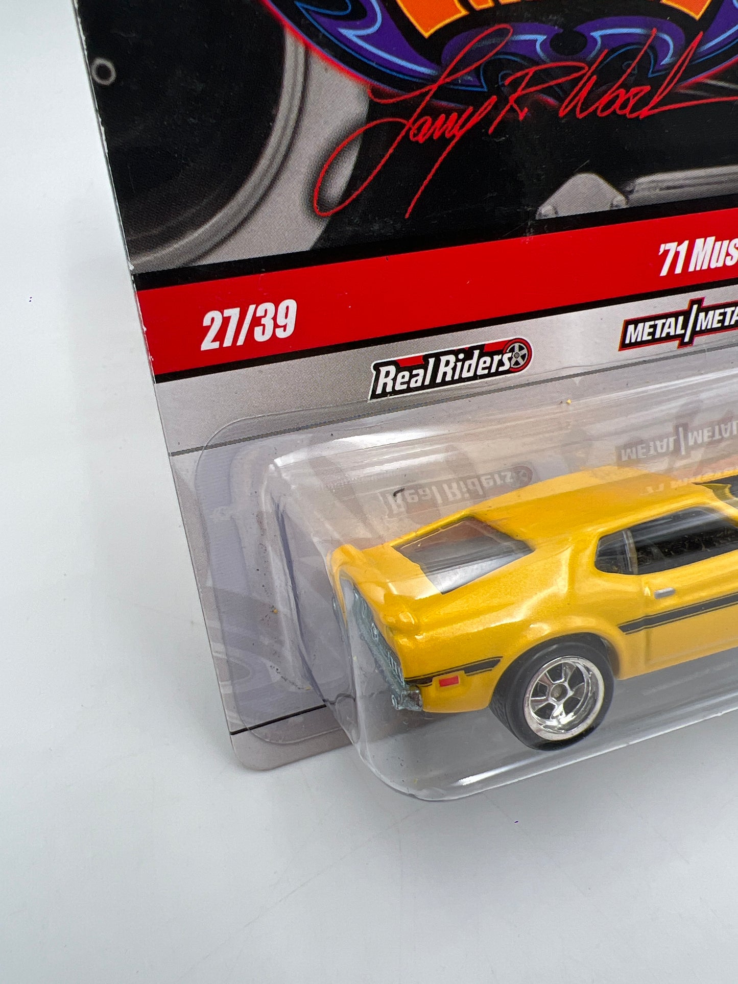 Hot Wheels Premium Larrys Garage #27 71 Mustang Mach 1 Yellow W/Protector