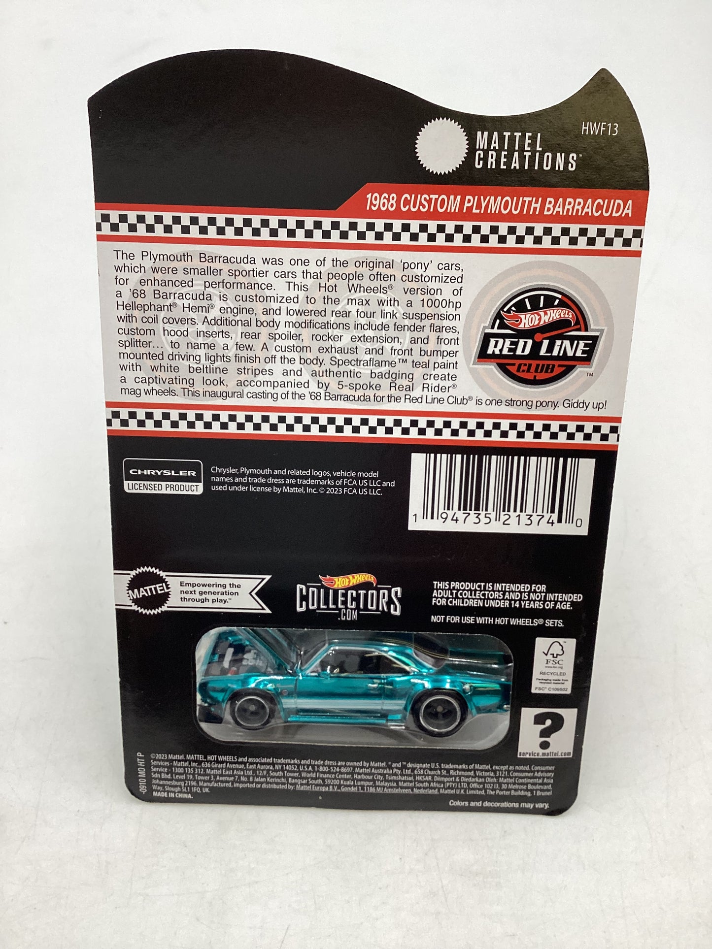 2024 Hot Wheels RLC 1968 Custom Plymouth Barracuda with protector