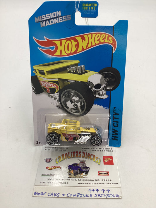 2014 HW City Scavenger Hunt 1/4 Bone Shaker Yellow Kroger Exclusive 237D