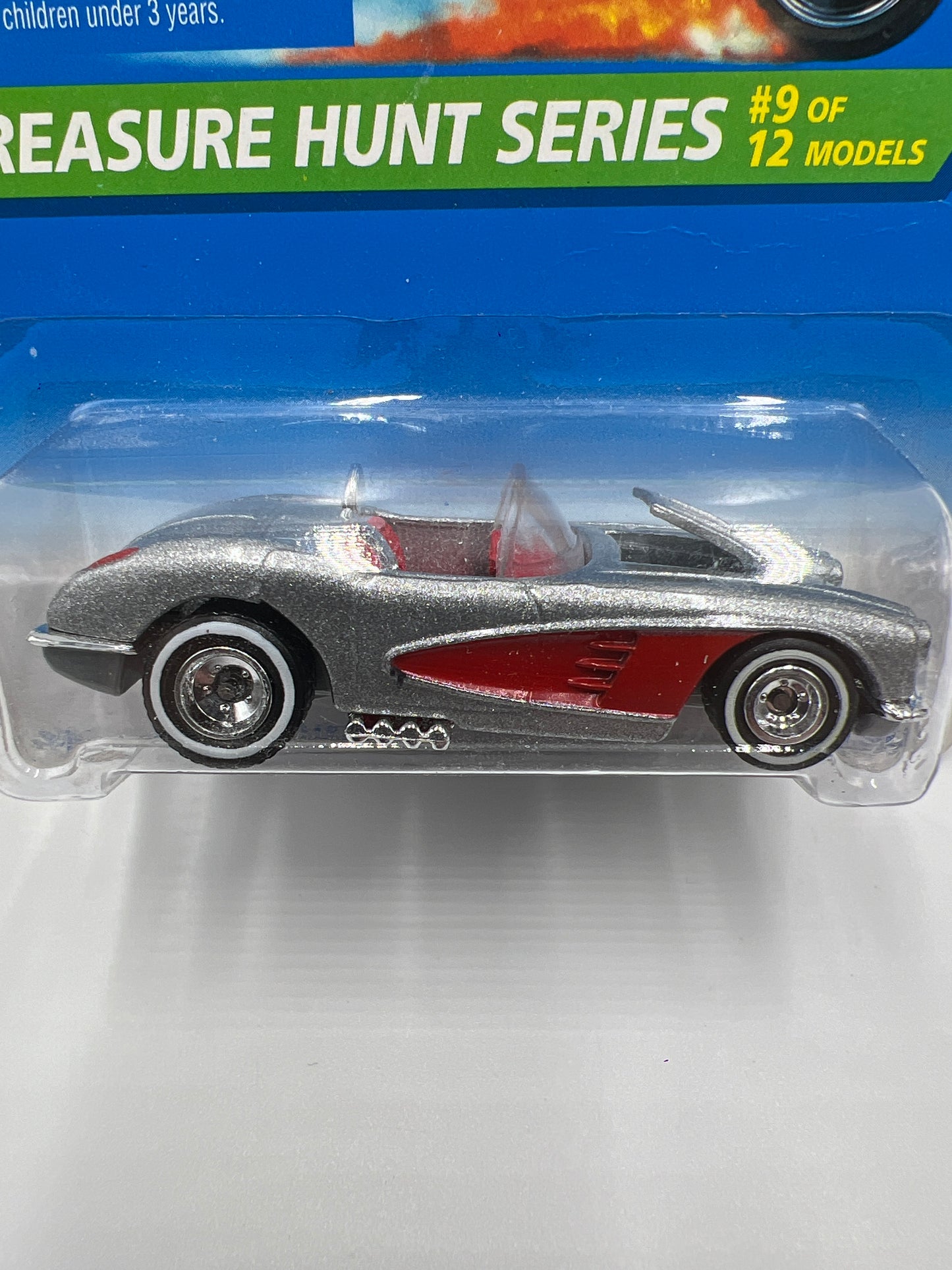 1996 Hot Wheels Treasure Hunt #436 58 Corvette Silver/Red W/Protector
