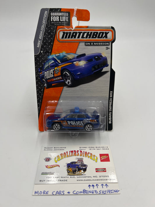 Matchbox MBX 2014 Collection Subaru Impreza WRX Police Blue Bad Card 208B