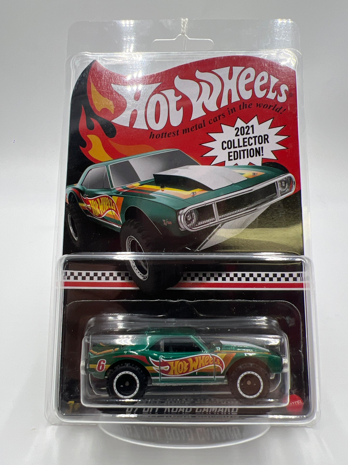 2021 Hot Wheels Collectors Edition Mail in #6 67 Off Road Camaro Green W/Protector