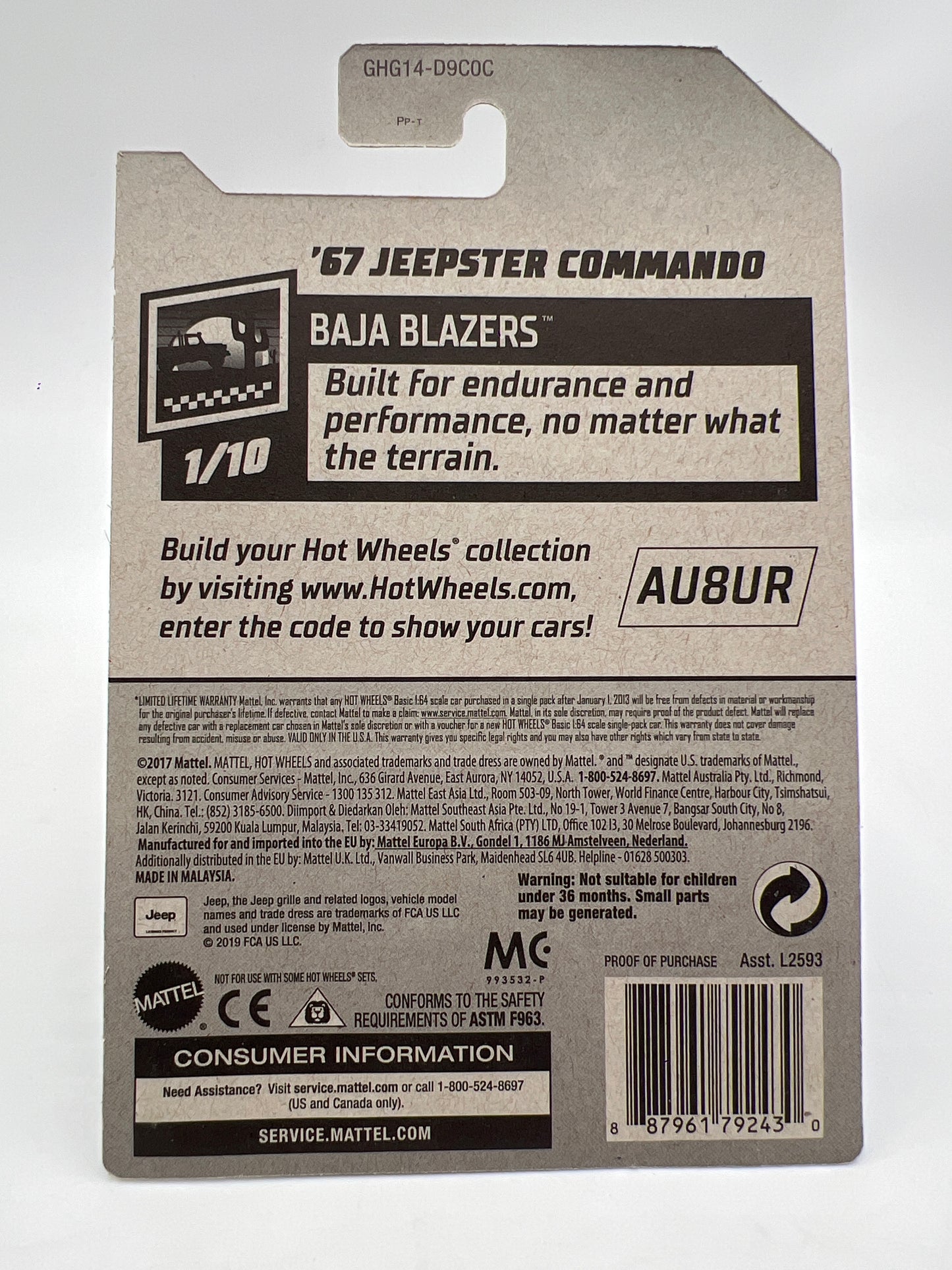 2020 Hot Wheels Super Treasure Hunt #71 67 Jeepster Commando Blue W/Protector Wavy Blister