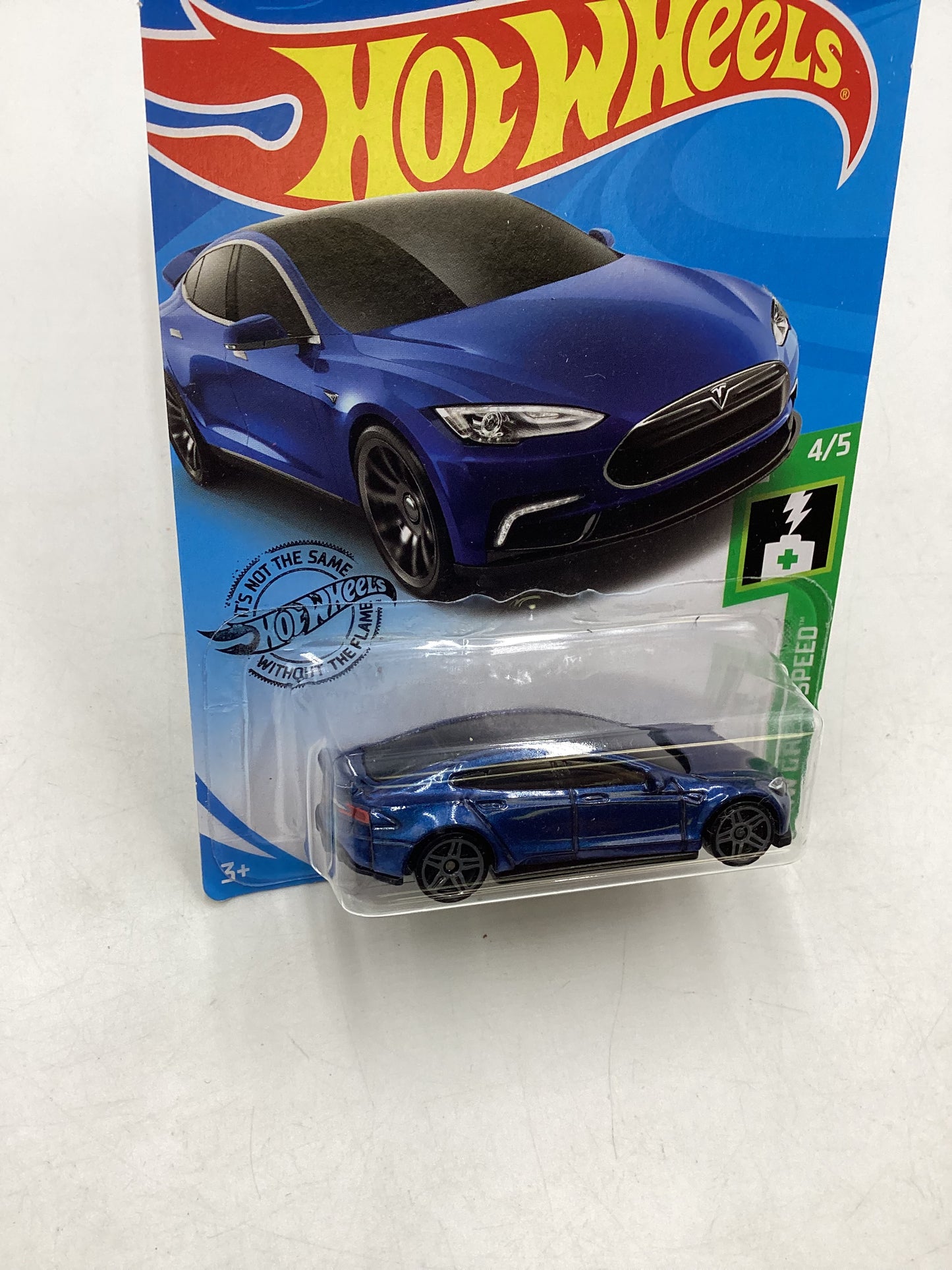 2019 Hot Wheels #226 Blue Tesla Model S 102C