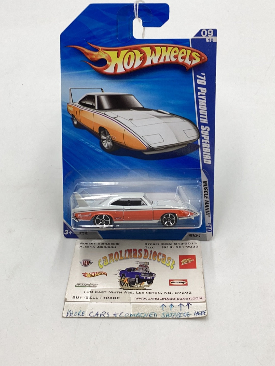 2010 Hot Wheels #87 70 Plymouth Superbird Kmart exclusive W/protector 239C