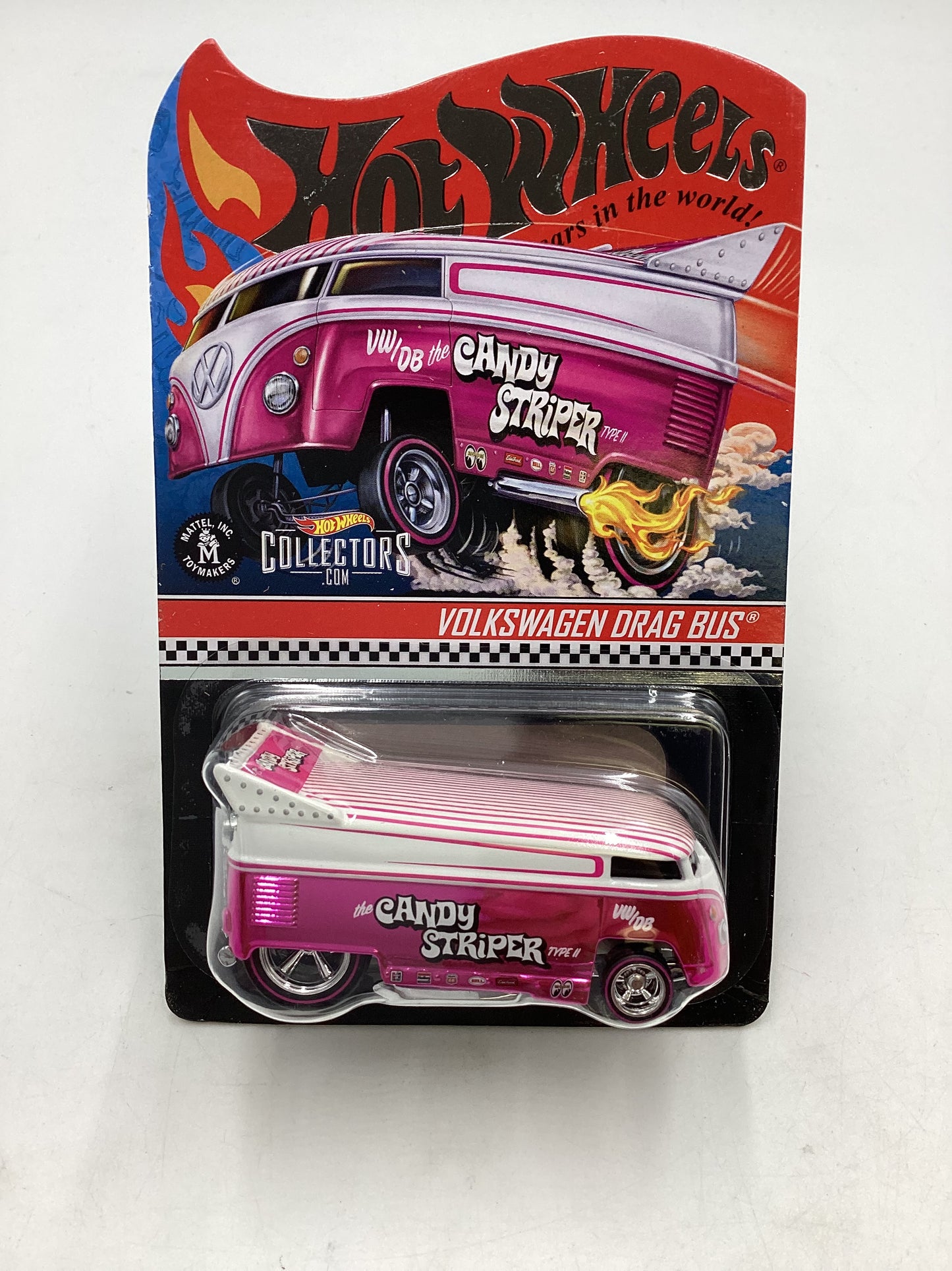 Hot wheels Redline club Volkswagen Drag Bus Candy Striper Silver Emblem 19276/20000 with protector