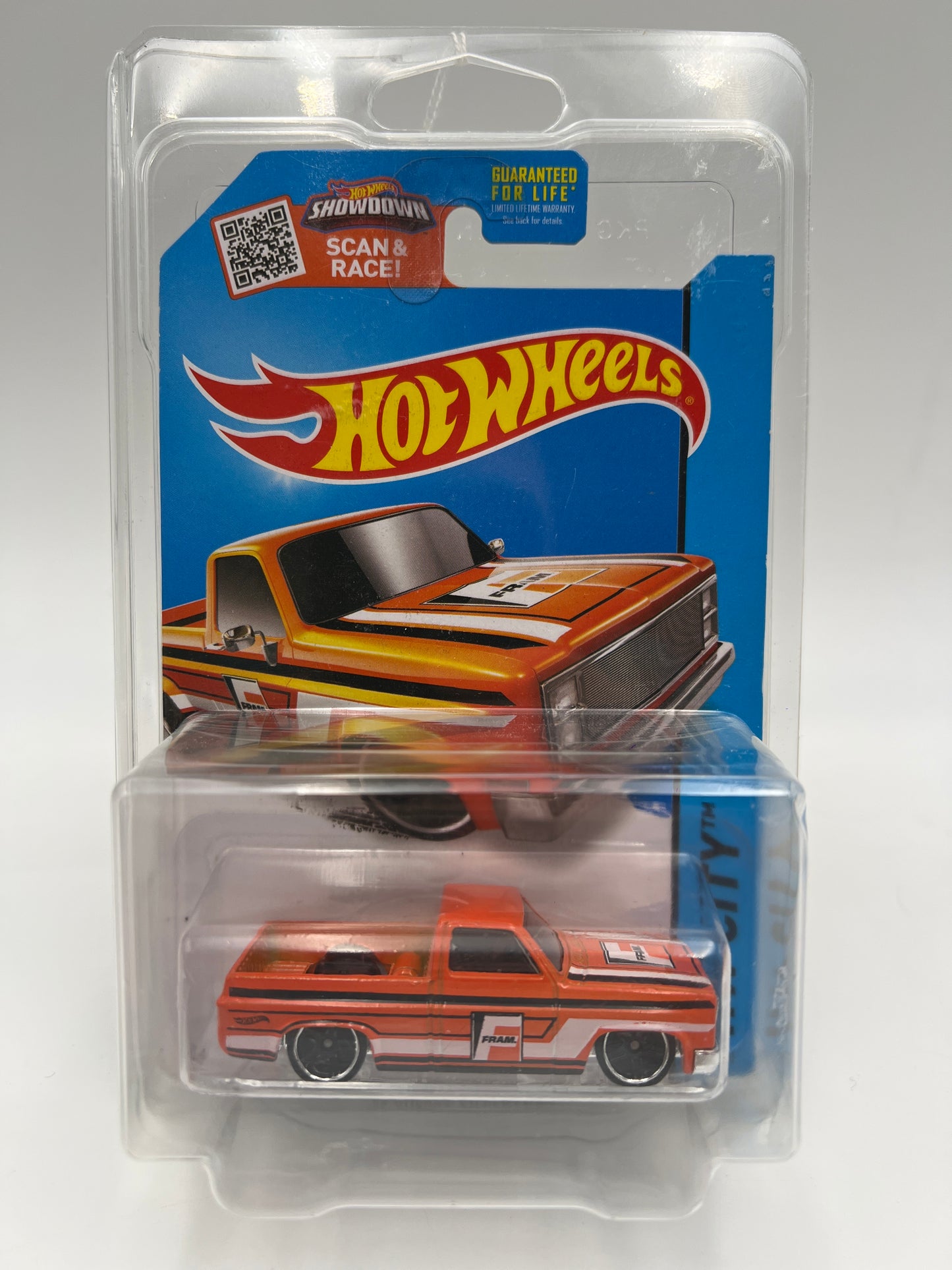 2015 Hot Wheels City #16 83 Chevy Silverado Fram Orange W/Protector