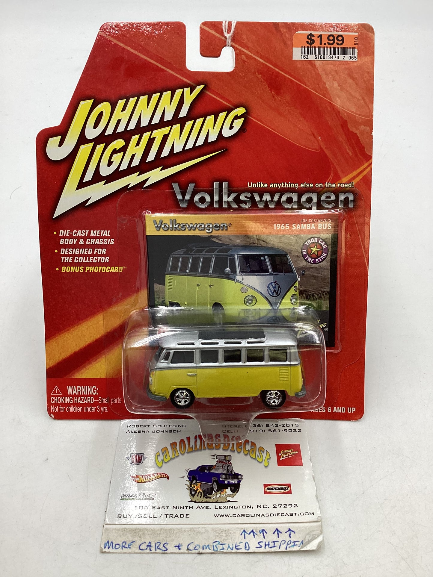 Johnny Lightning Volkswagen Series 1965 Samba Bus Yellow/Silver 218B