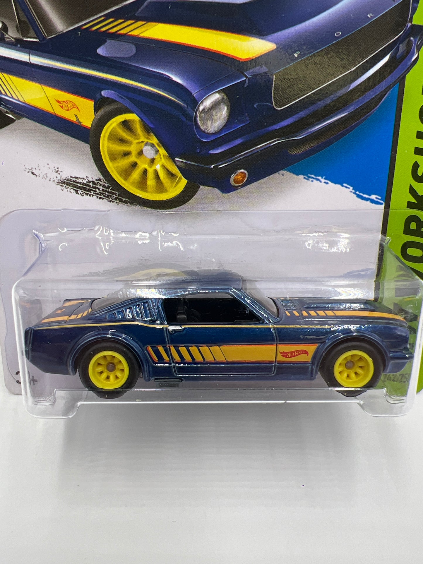 2015 Hot Wheels Super Treasure Hunt #242 65 Mustang 2+2 Fastback Blue W/Protector