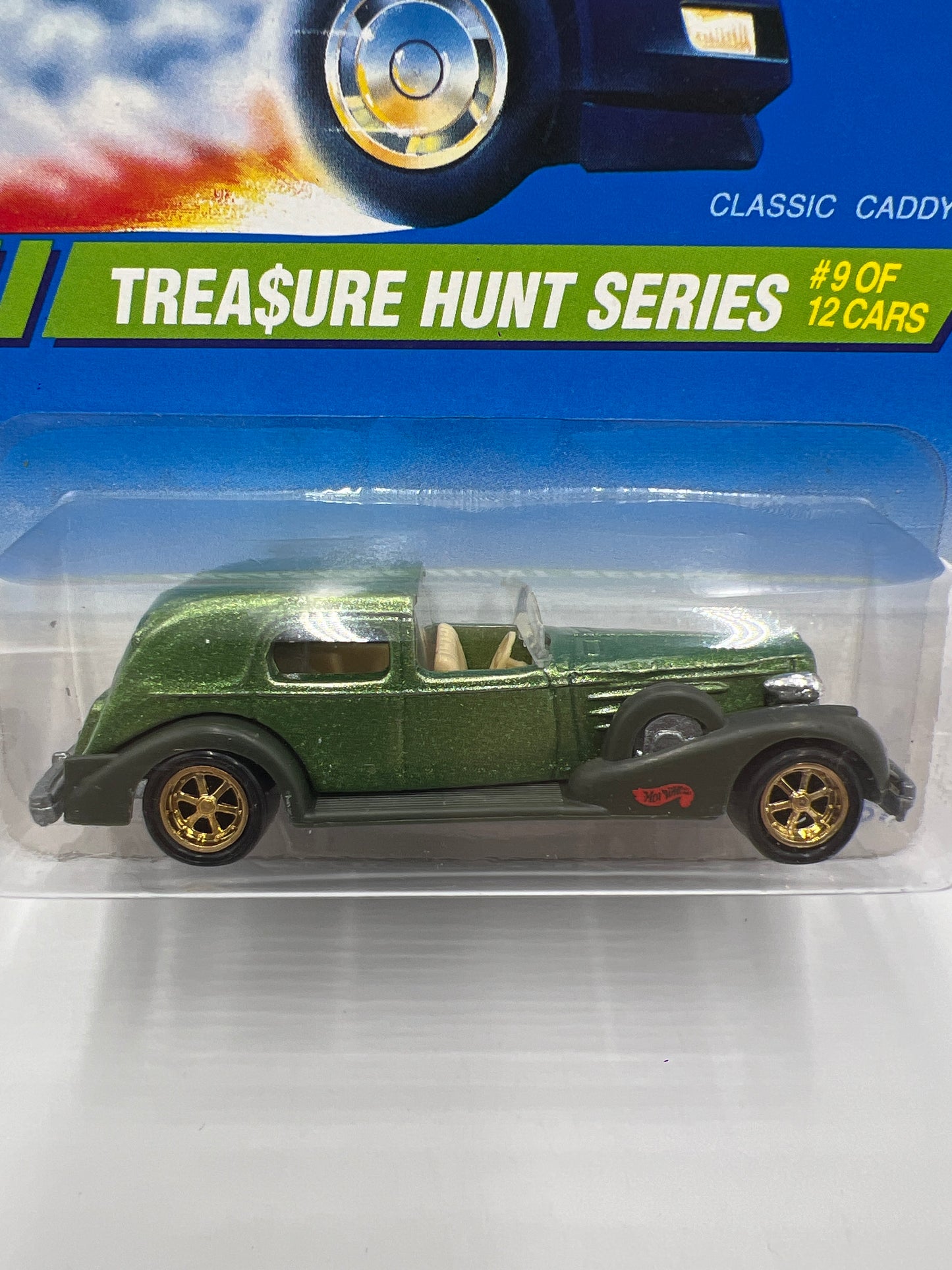 1995 Hot Wheels Treasure Hunt Series #9 Classic Caddy Green W/Protector