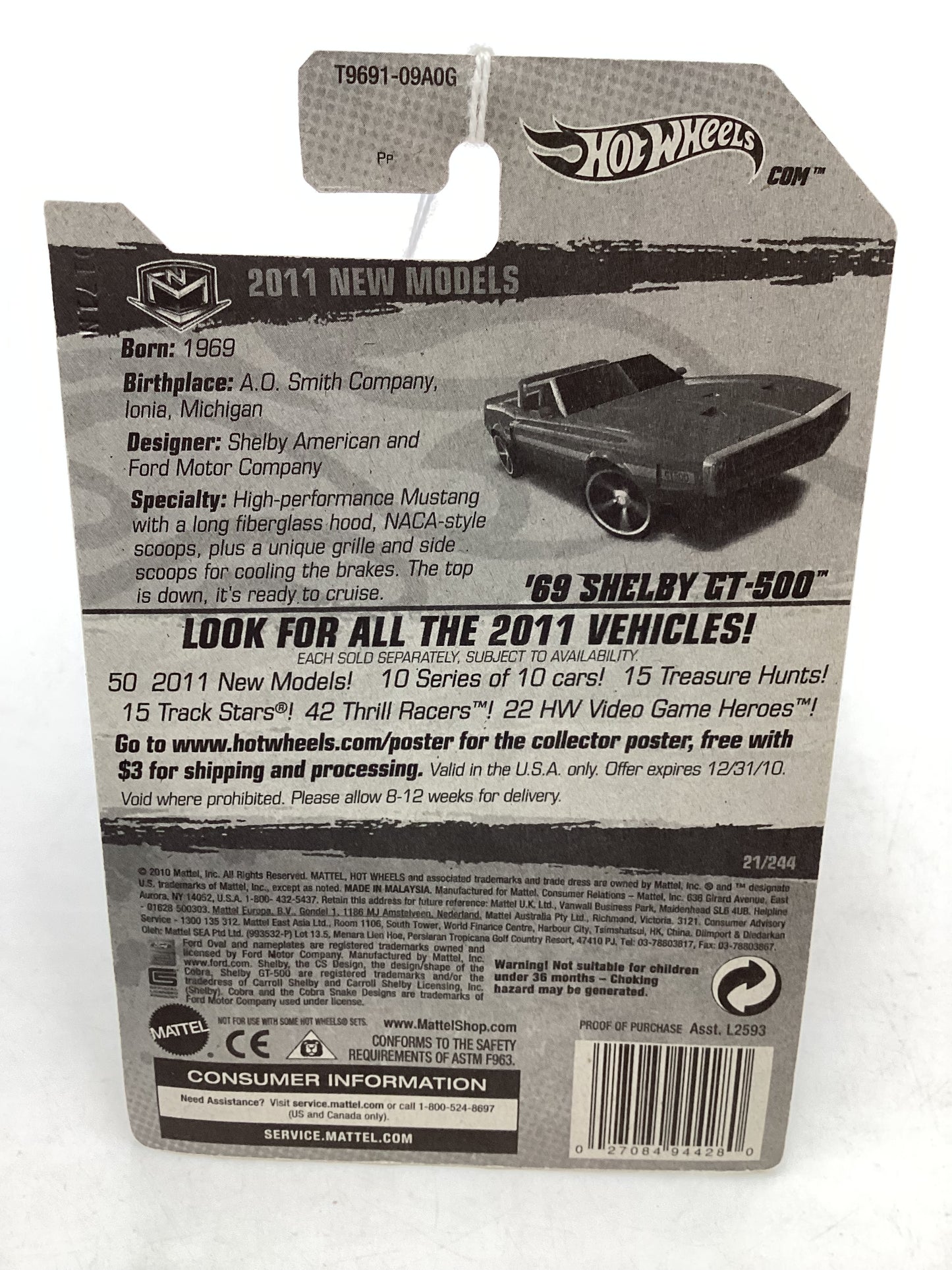 2011 Hot Wheels #21 69 Shelby GT-500 Red 25H