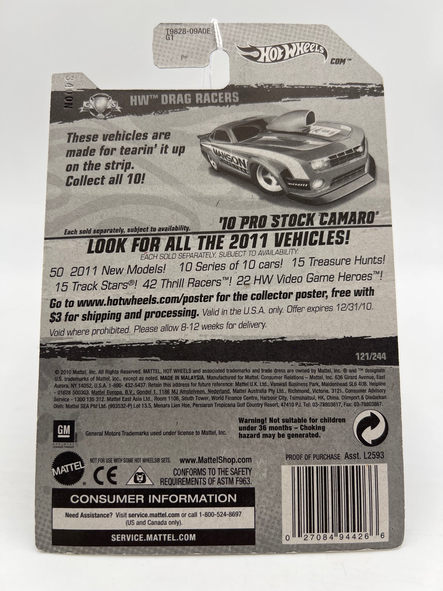 2011 Hot Wheels Drag Racers #121 10 Pro Stock Camaro Red 7F