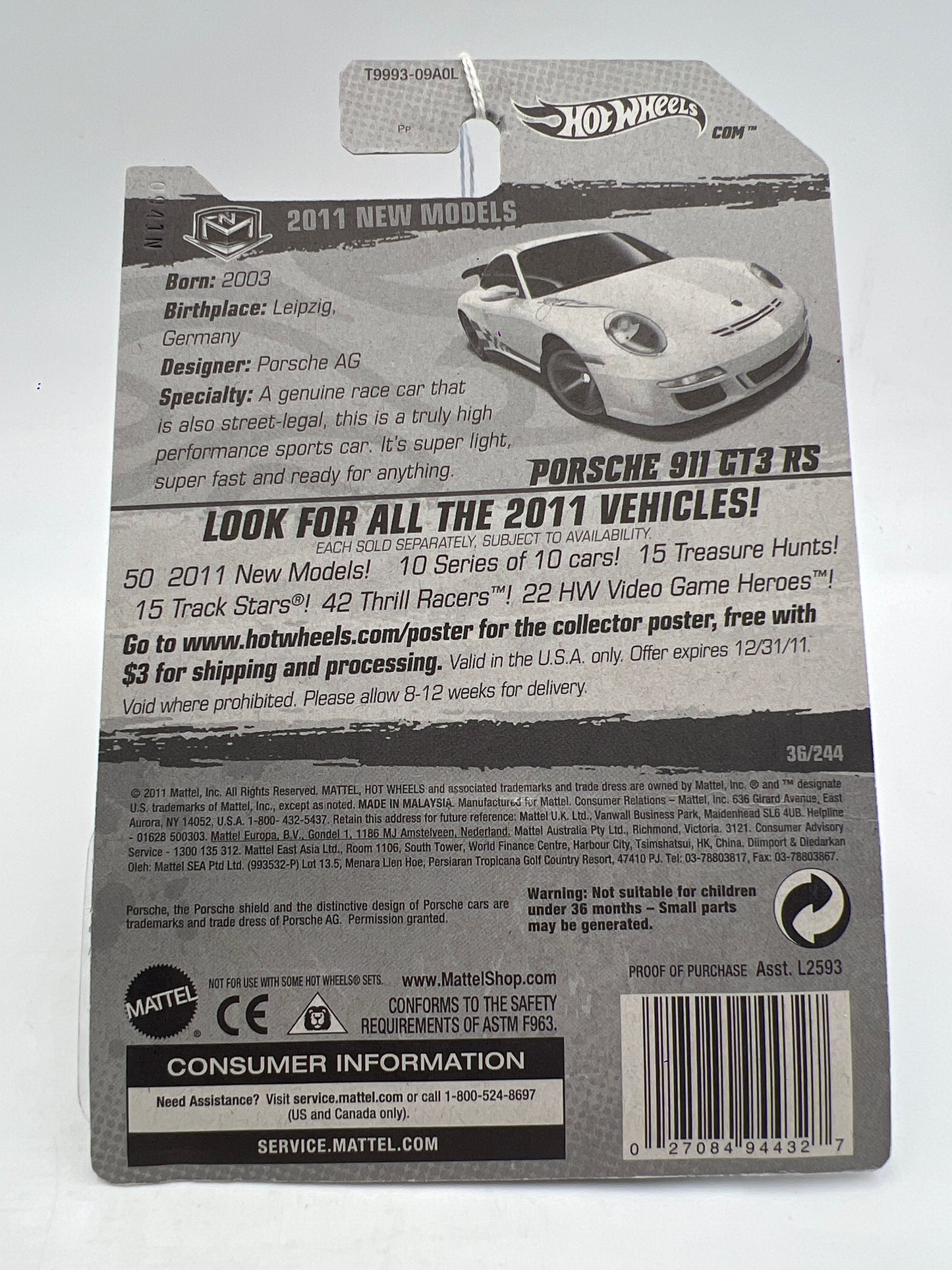 2011 Hot Wheels New Models #36 Porsche 911 GT3 RS White