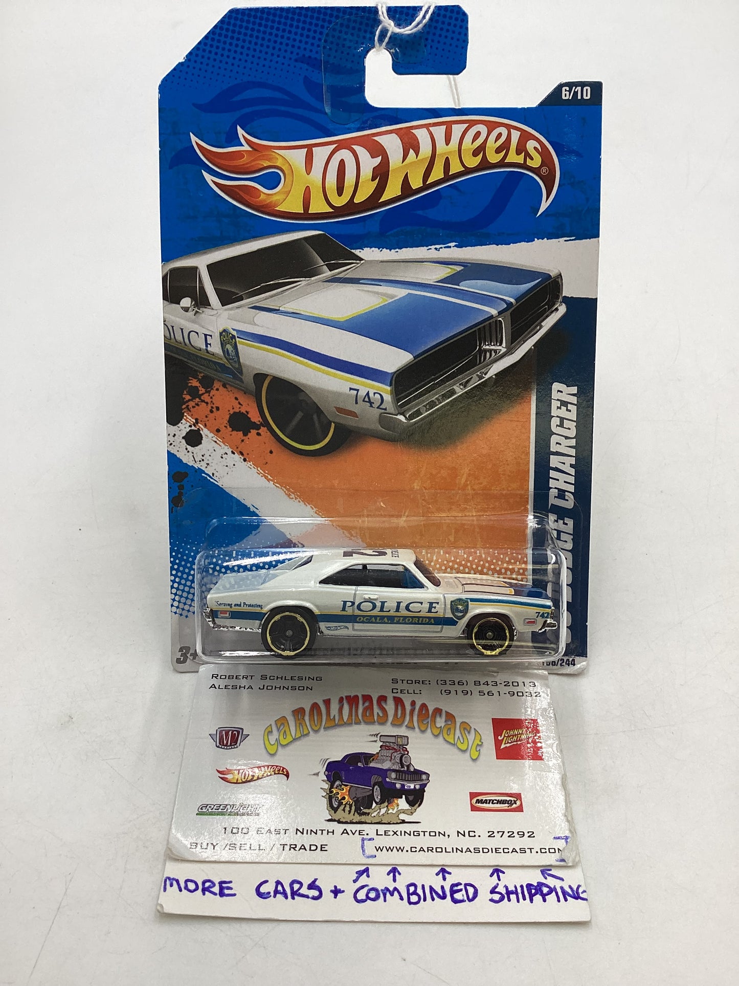 2011 Hot Wheels #166 69 Dodge Charger Police White 41B