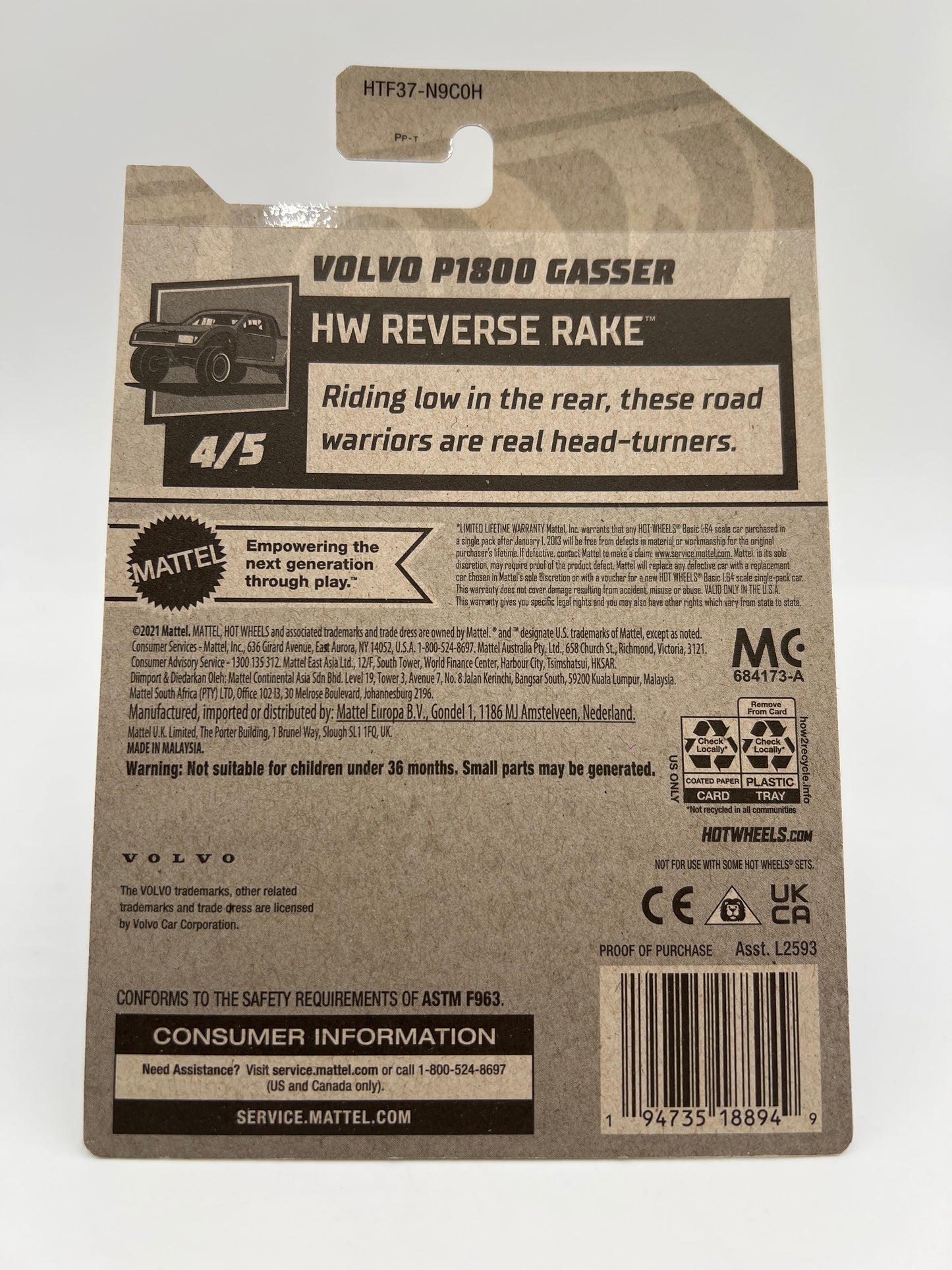 2024 Hot Wheels Super Treasure Hunt #153 Volvo P1800 Gasser Blue W/Protector