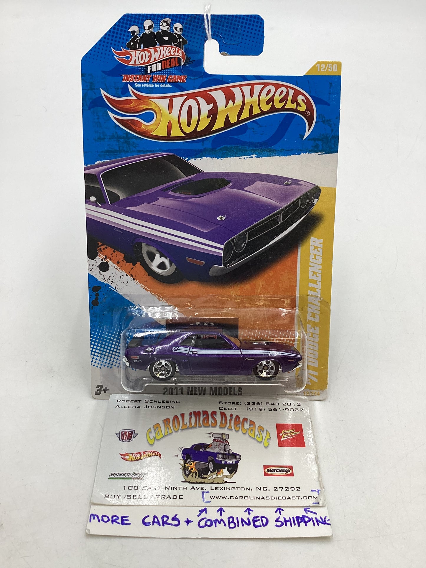 2011 Hot Wheels #12 71 Dodge Challenger Purple 45A