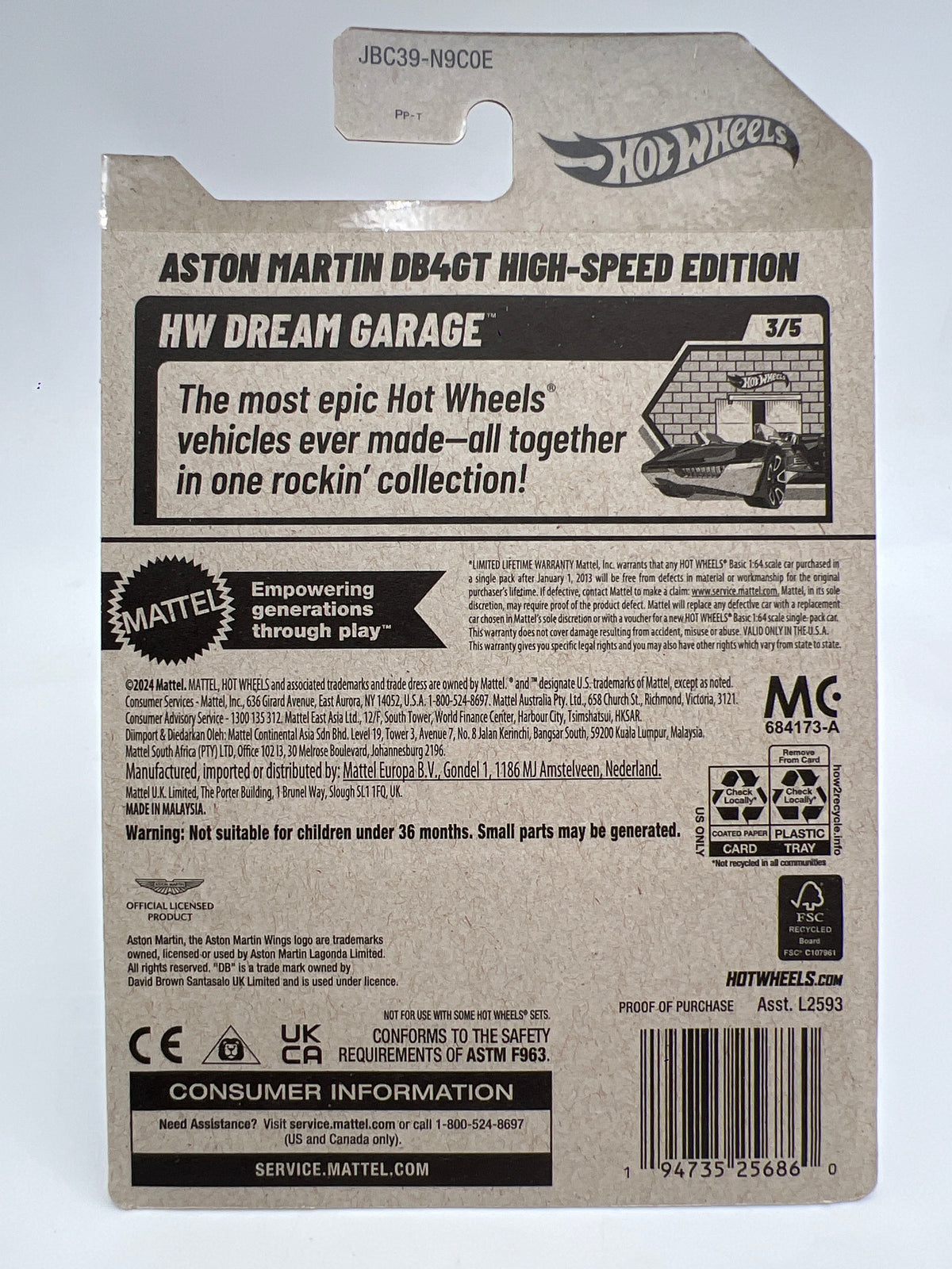 2025 Hot Wheels Factory Sealed Super Treasure Hunt & Mainline #107 Aston Martin DB4GT W/Protector Cracked Blister