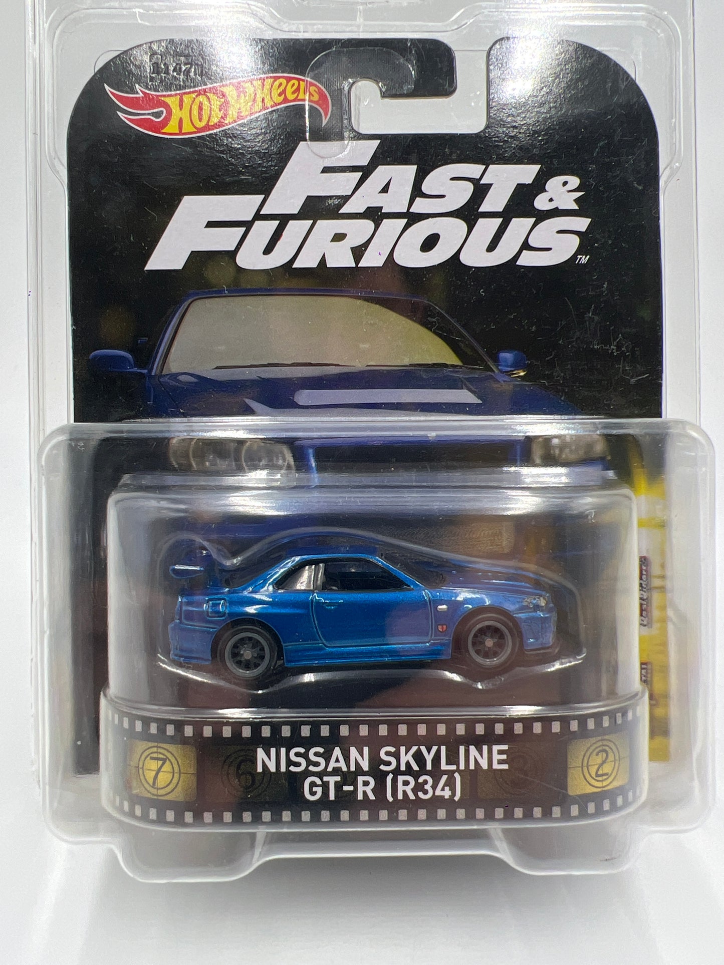 Hot Wheels Retro Entertainment Fast & Furious Nissan Skyline GT-R R34 Blue W/Protector