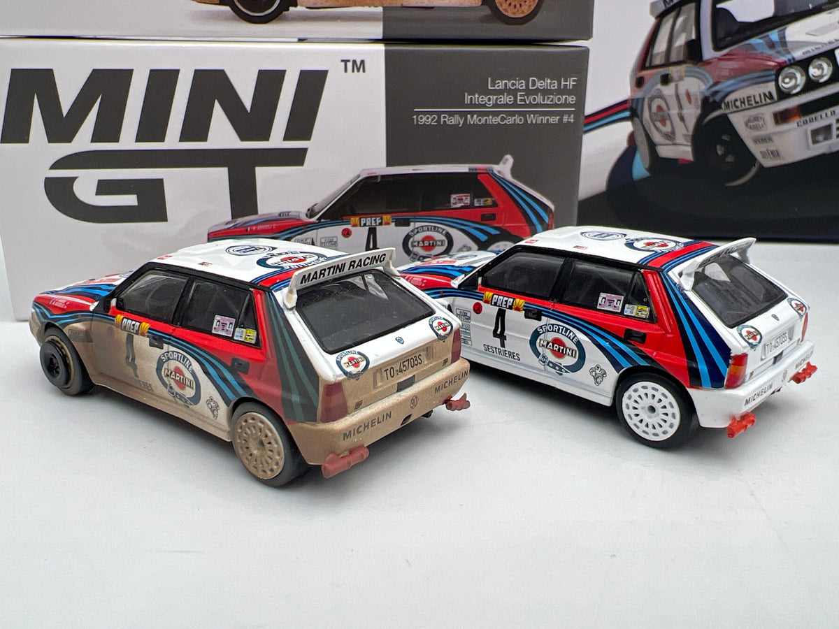 Mini GT #455-458 Martini Racing 4 Car Set 1/5000 Lancia Delta HF Integrale Evoluzione
