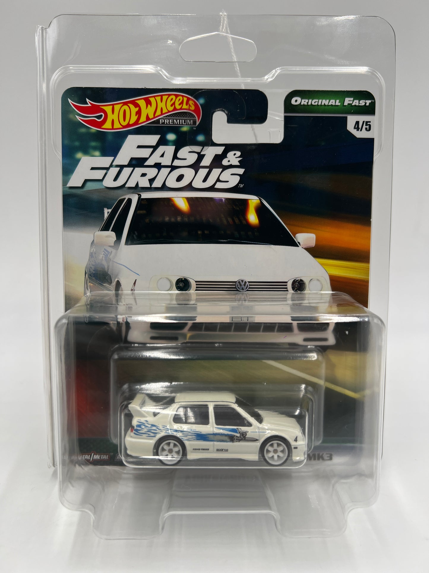 Hot Wheels Premium Fast & Furious Original Fast #4 Volkswagen Jetta MK3 White W/Protector