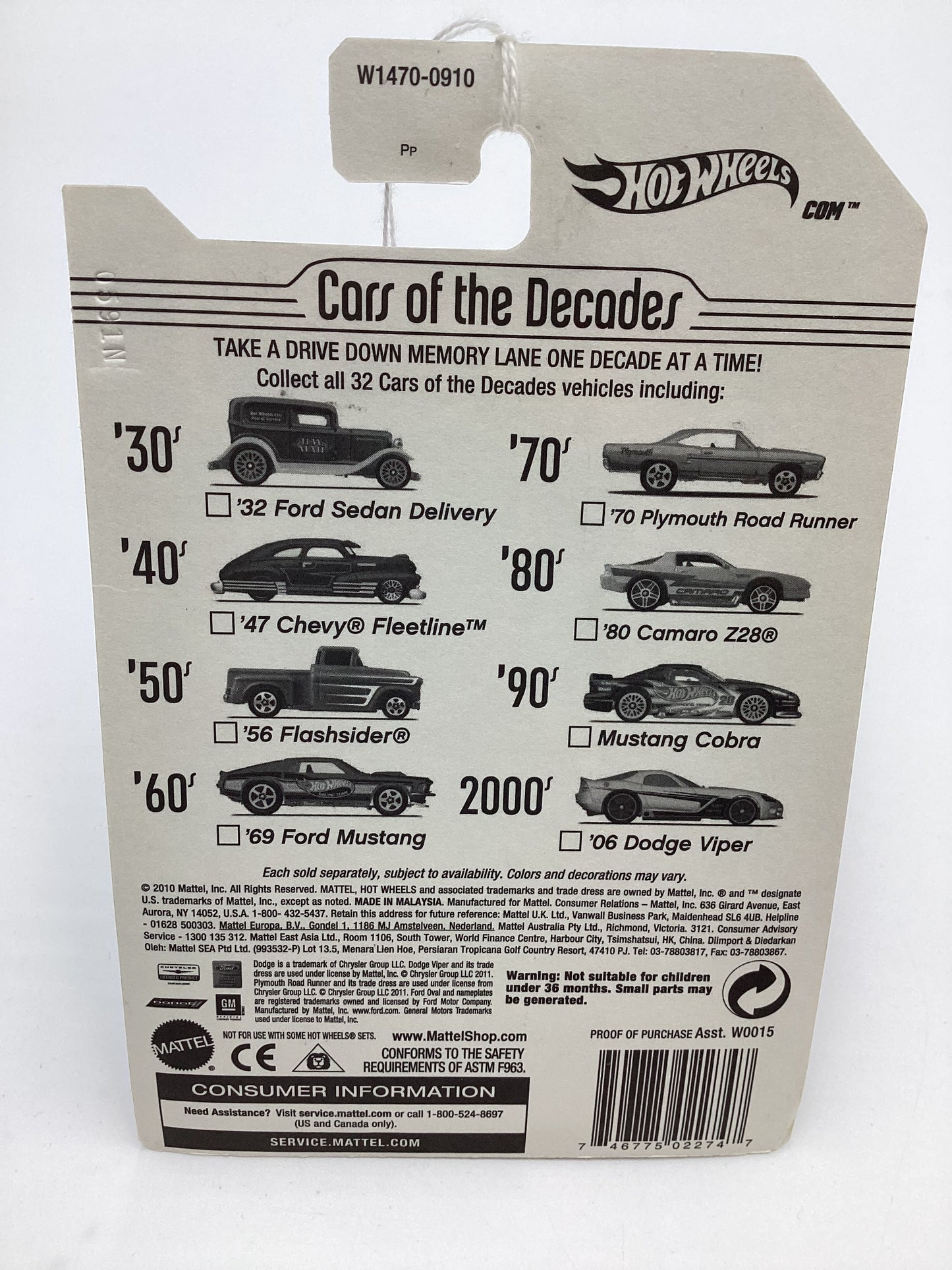 2011 Hot Wheels Cars of the Decades The 90s #27 Mustang Cobra Black 157C