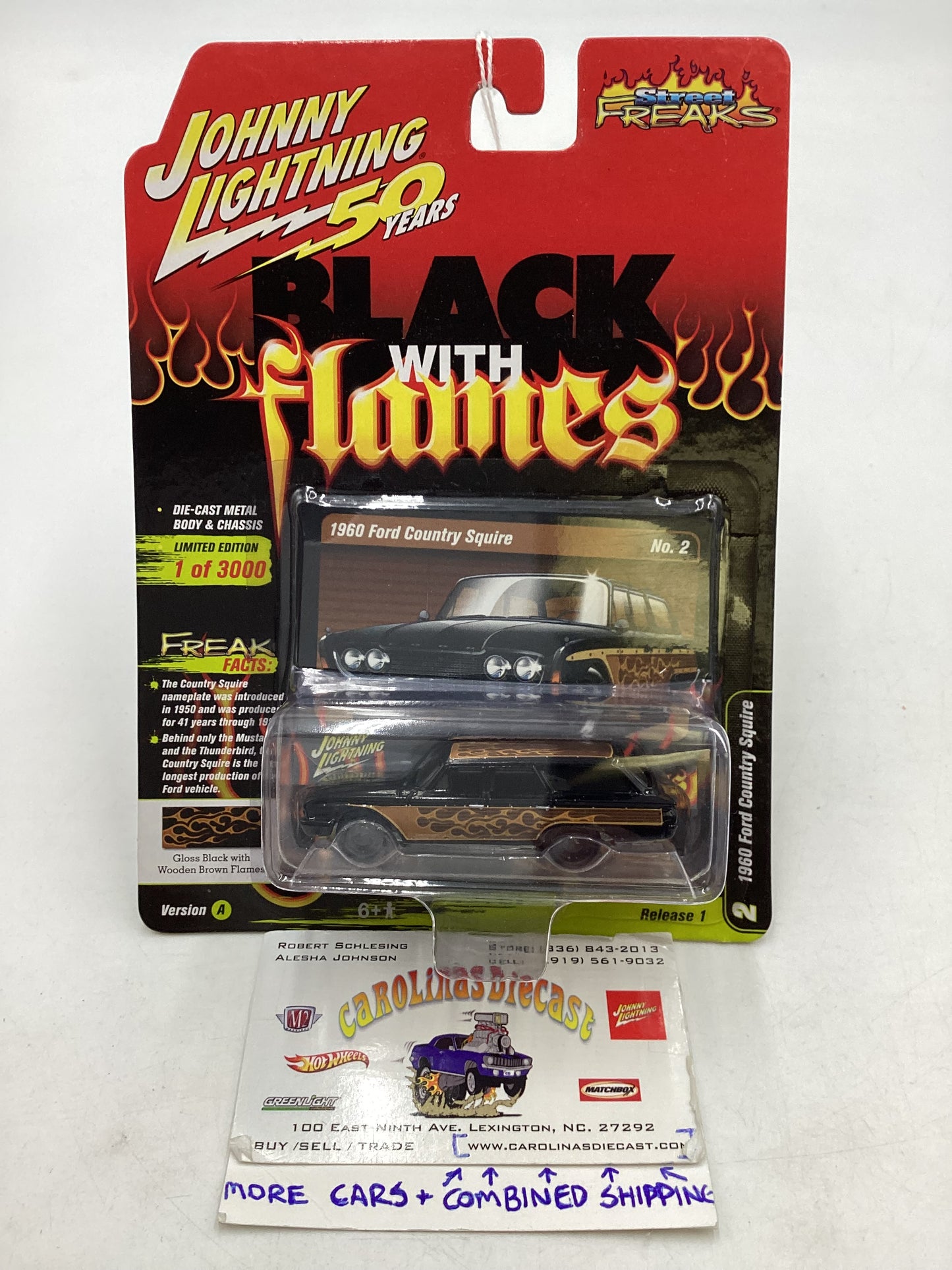 Johnny Lightning 50 Years Street freaks Black with Flames 1960 Ford Country Squire 266H