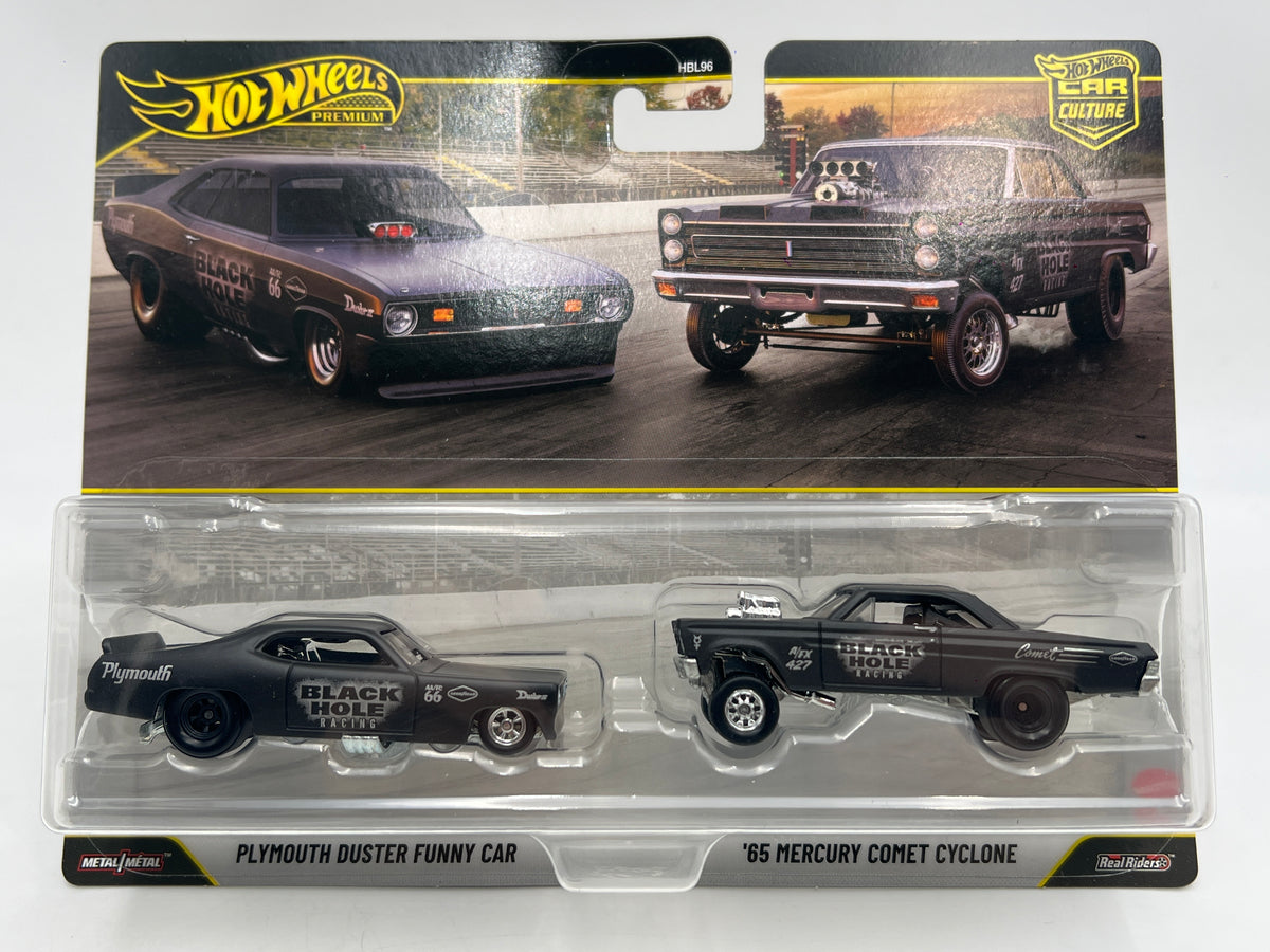 2026 Hot Wheels Premium Target 2 Pack Plymouth Duster Funny Car & 65 Mercury Comet Cyclone