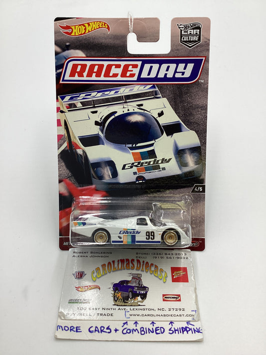 Hot wheels Race Day #4 Porsche 962 White GReddy *Cracked Blister* 245K