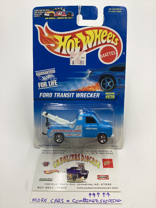 1996 Hot Wheels Collector #620 Ford Transit Wrecker Light Blue 240D