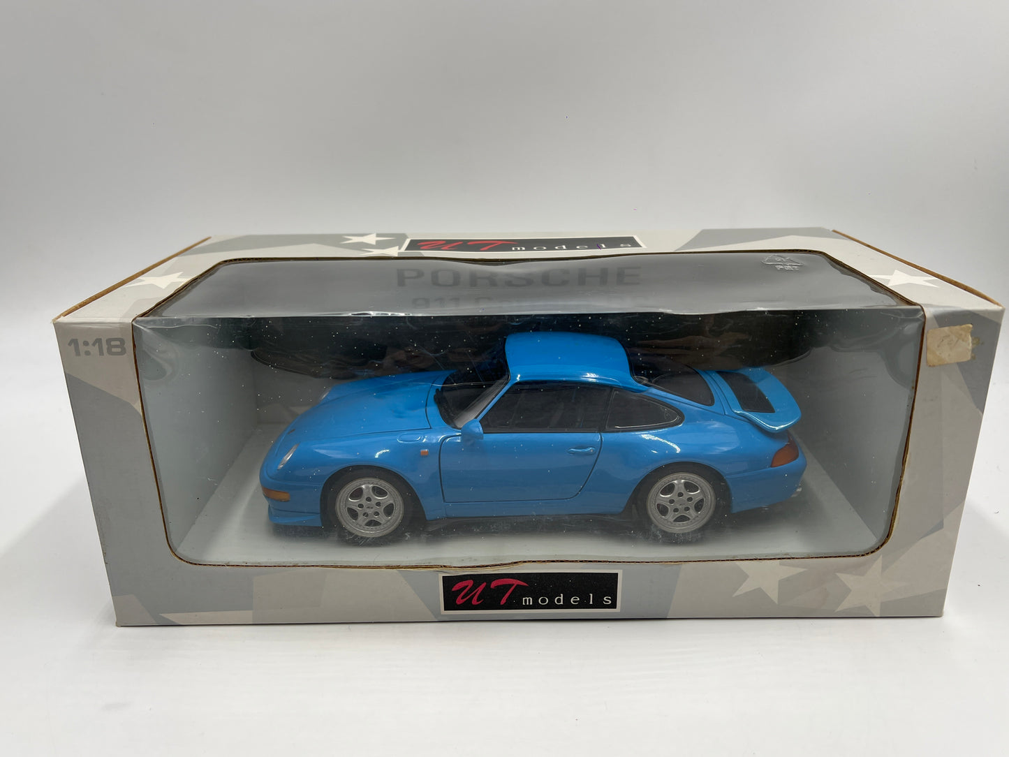 UT Models 1/18 Scale Rare Color Porsche 911 Carrera RS 993 Riviera Blue W/Box VHTF Box Not Perfect
