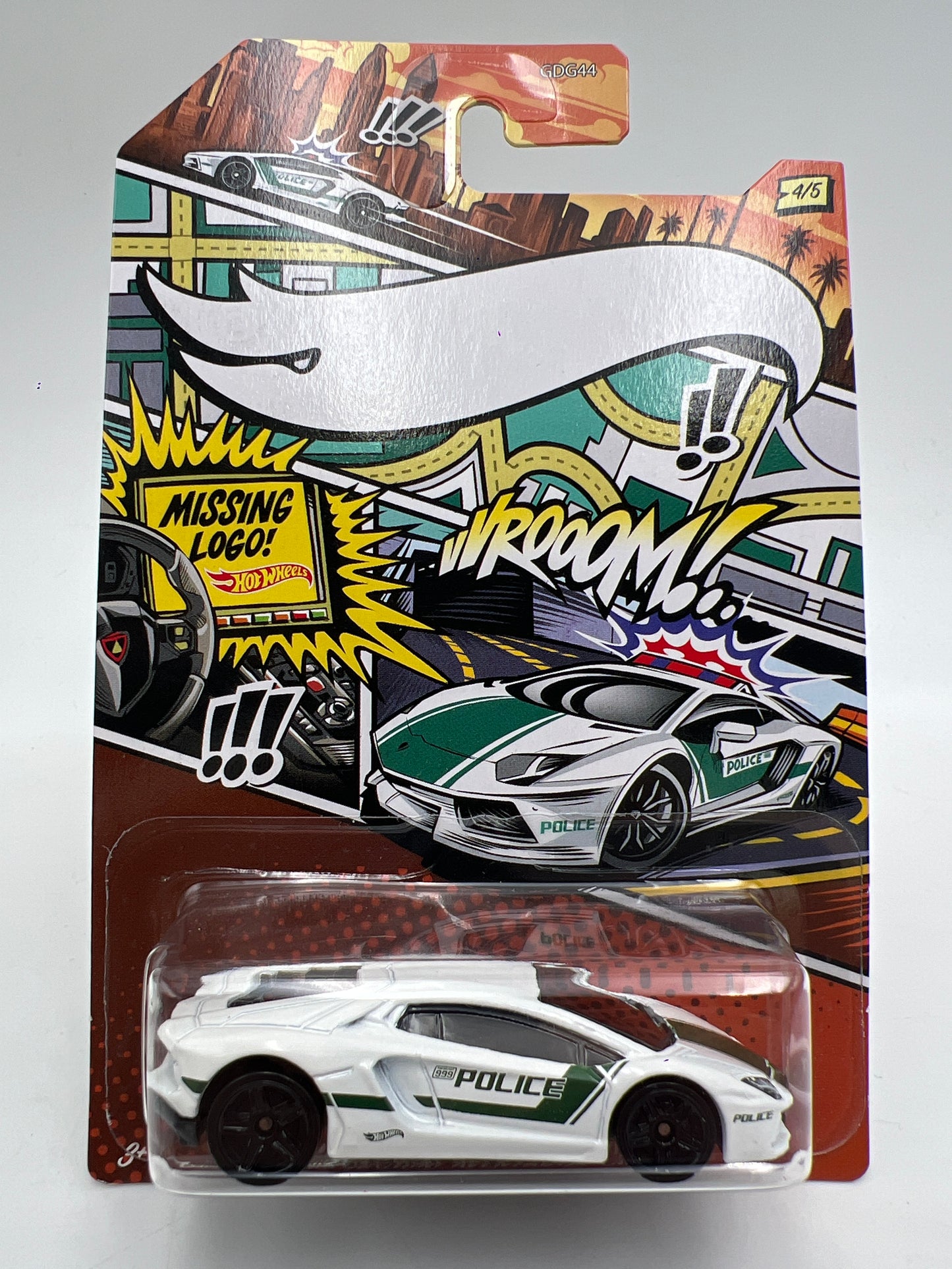 Hot Wheels Police Art Series #4 Missing Logo Variation Lamborghini Aventador Coupe White 168H
