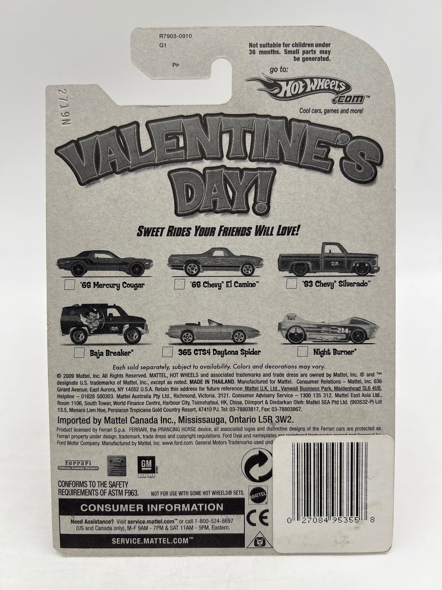 Hot Wheels Valentines Day Series 83 Silverado Gold/Red W/Protector