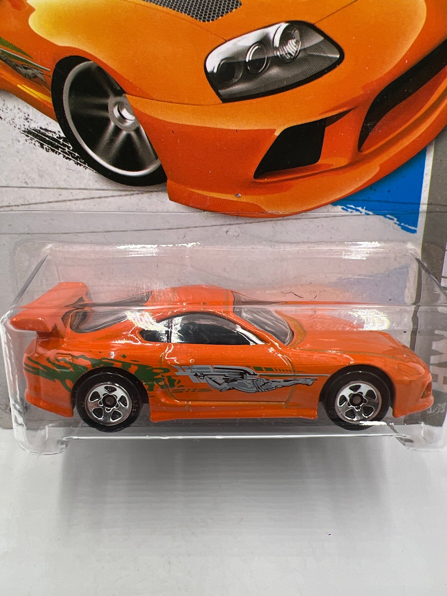 2013 Hot Wheels City #5 Fast & Furious Toyota Supra Orange W/Protector