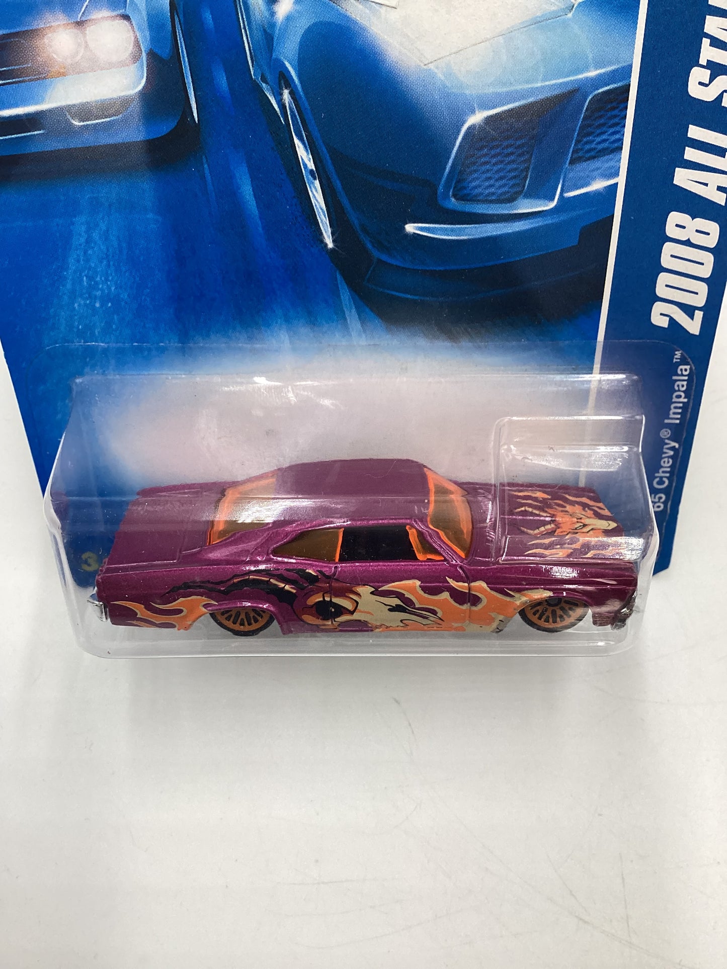 2008 Hot Wheels All Stars #58 65 Chevy Impala Purple Bad J Hook