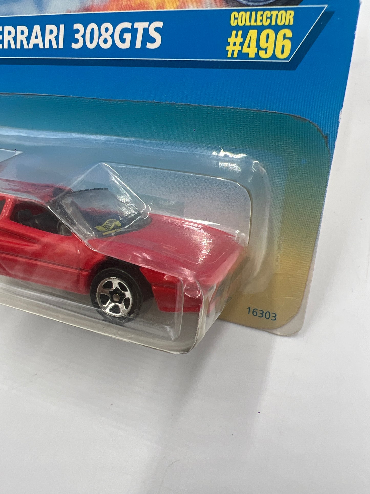 1996 Hot Wheels #496 Ferrari 308GTS Red *Yellowed Blister*