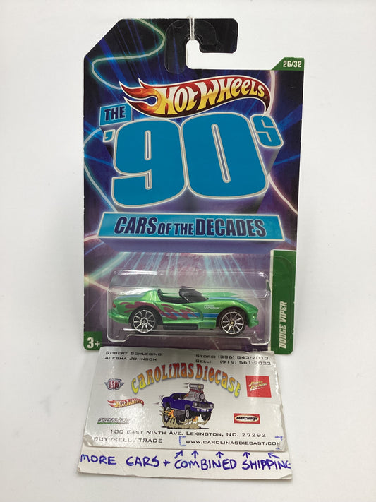 2011 Hot Wheels Cars of the Decades The 90s #26 Dodge Viper Green 157H