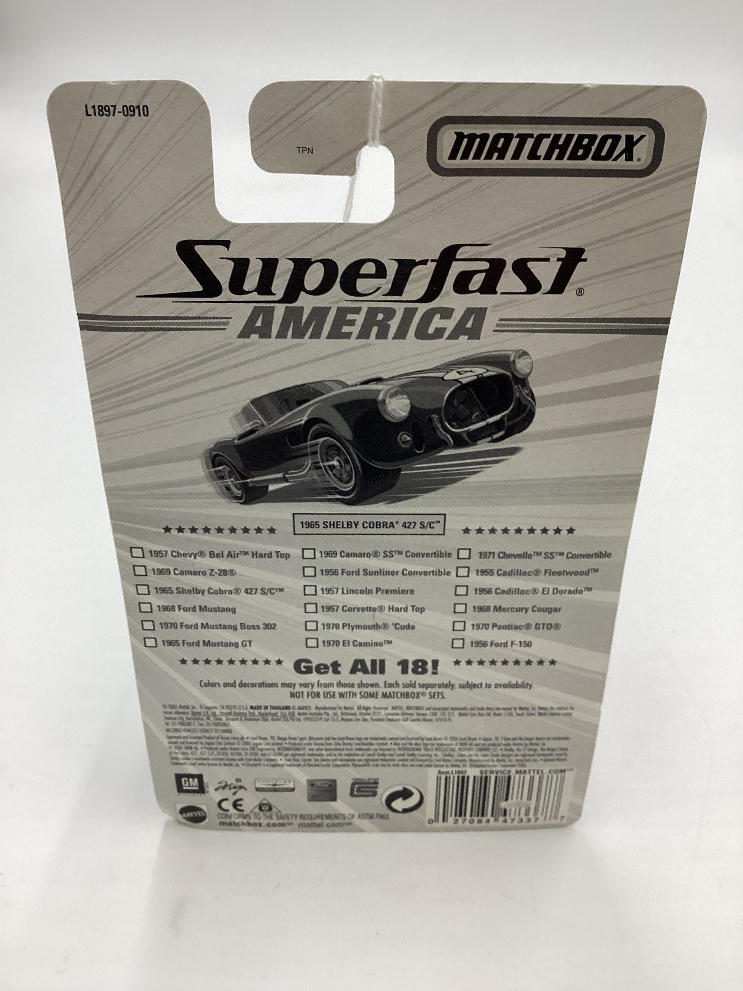 Matchbox Superfast America #3 1965 Shelby Cobra 427 S/C Light Blue