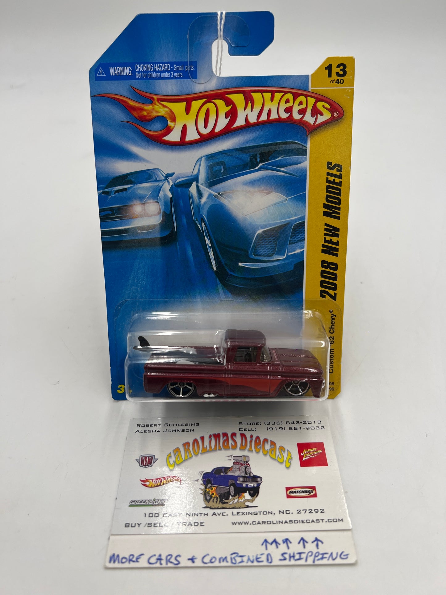 2008 Hot Wheels New Models #13 Custom 62 Chevy Dark Red 17A