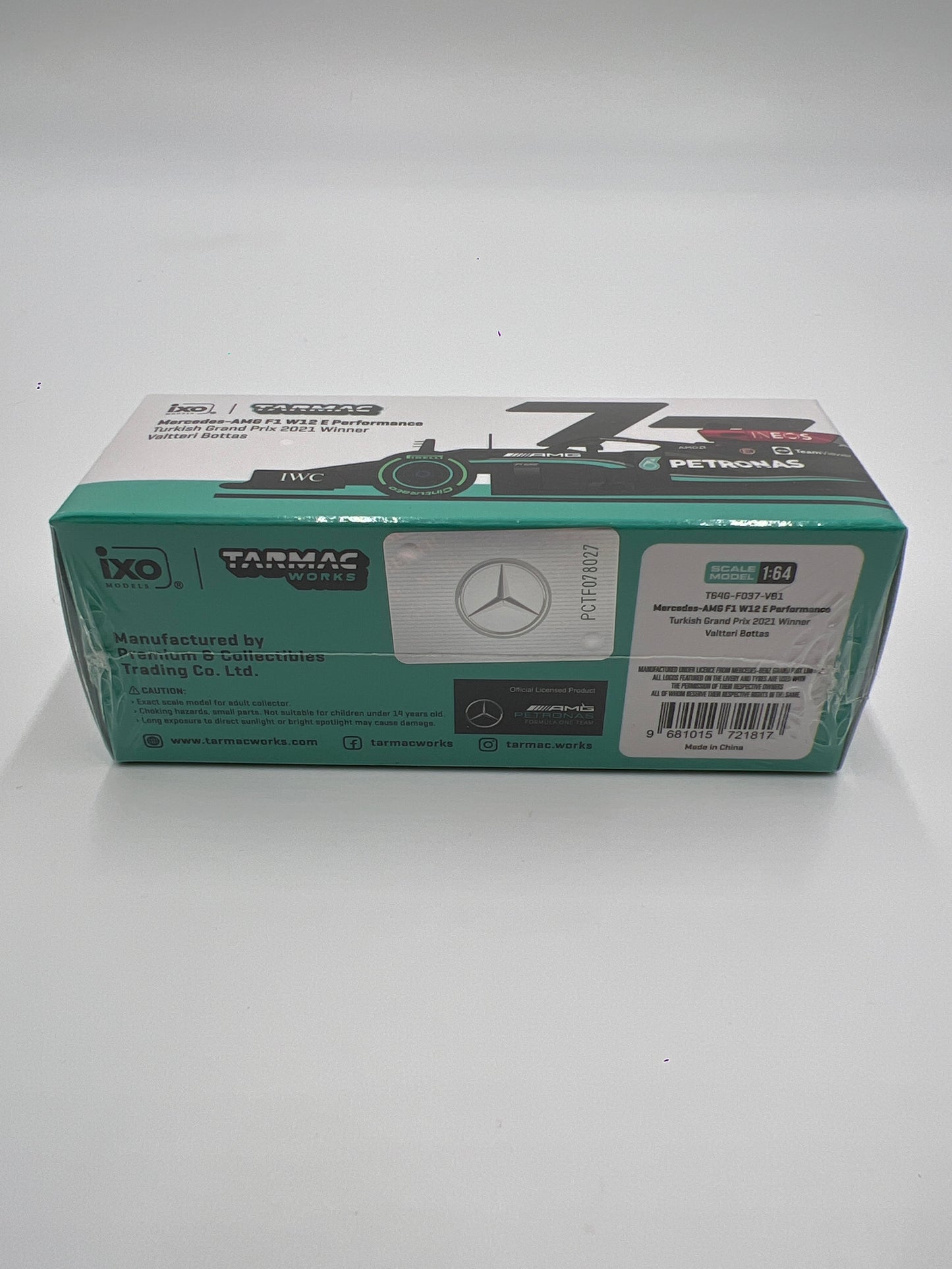 Tarmac Works Global64 IXO Models Valtteri Bottas Mercedes-AMG F1 W12 E Performance Turkish Grand Prix 2021 Winner Sealed