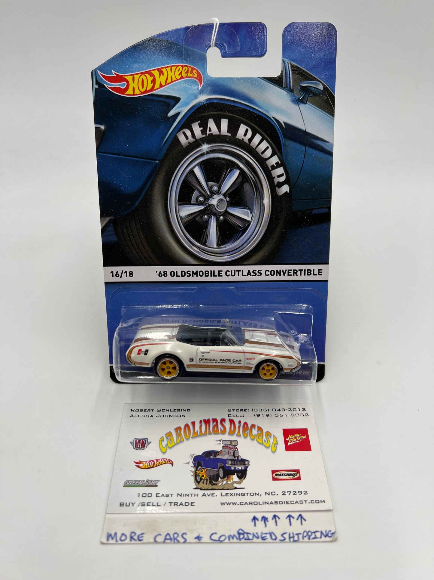 Hot Wheels Premium Heritage Real Riders #16 68 Oldsmobile Cutlass Convertible Hurst White Blister Not Perfect