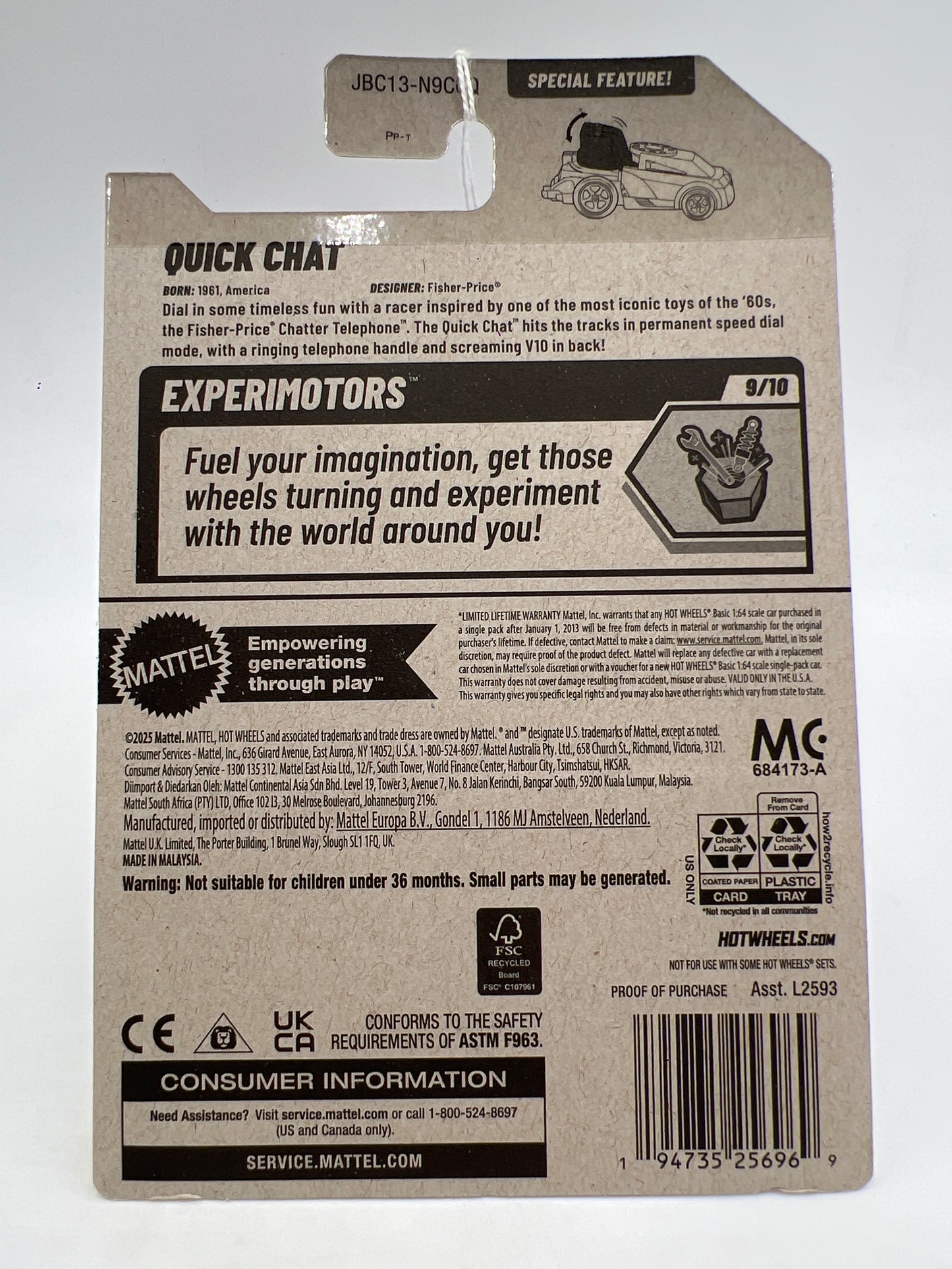 2025 Hot Wheels Q Case Experimotors #216 Quick Chat Silver 115D