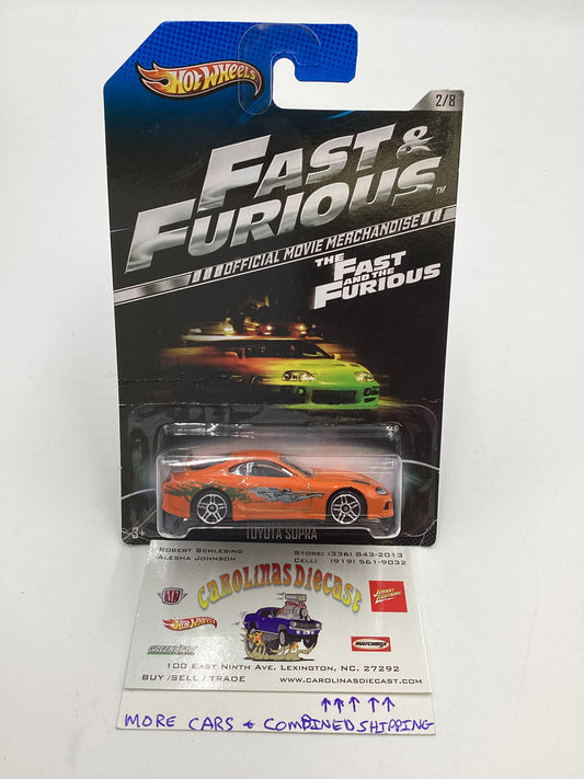 2014 Hot Wheels Fast & Furious #2 Toyota Supra Orange with Silver Wing and protector