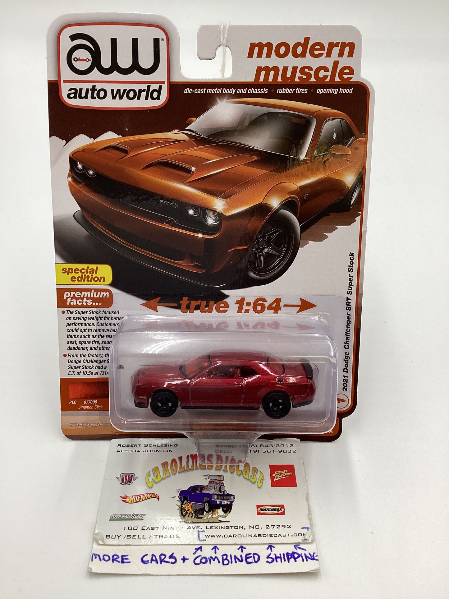 Auto World Modern Muscle Release 5 Version A 2021 Dodge Challenger SRT Super Stock Red Ultra Red Chase