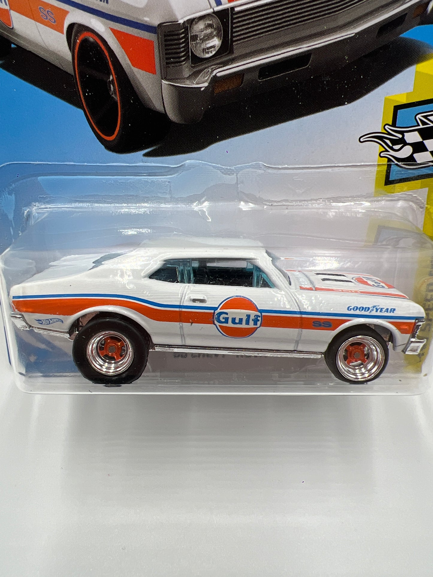 Hot Wheels 68 Chevy Nova White Gulf Wheel Swap Custom On Card W/Protector (SR)