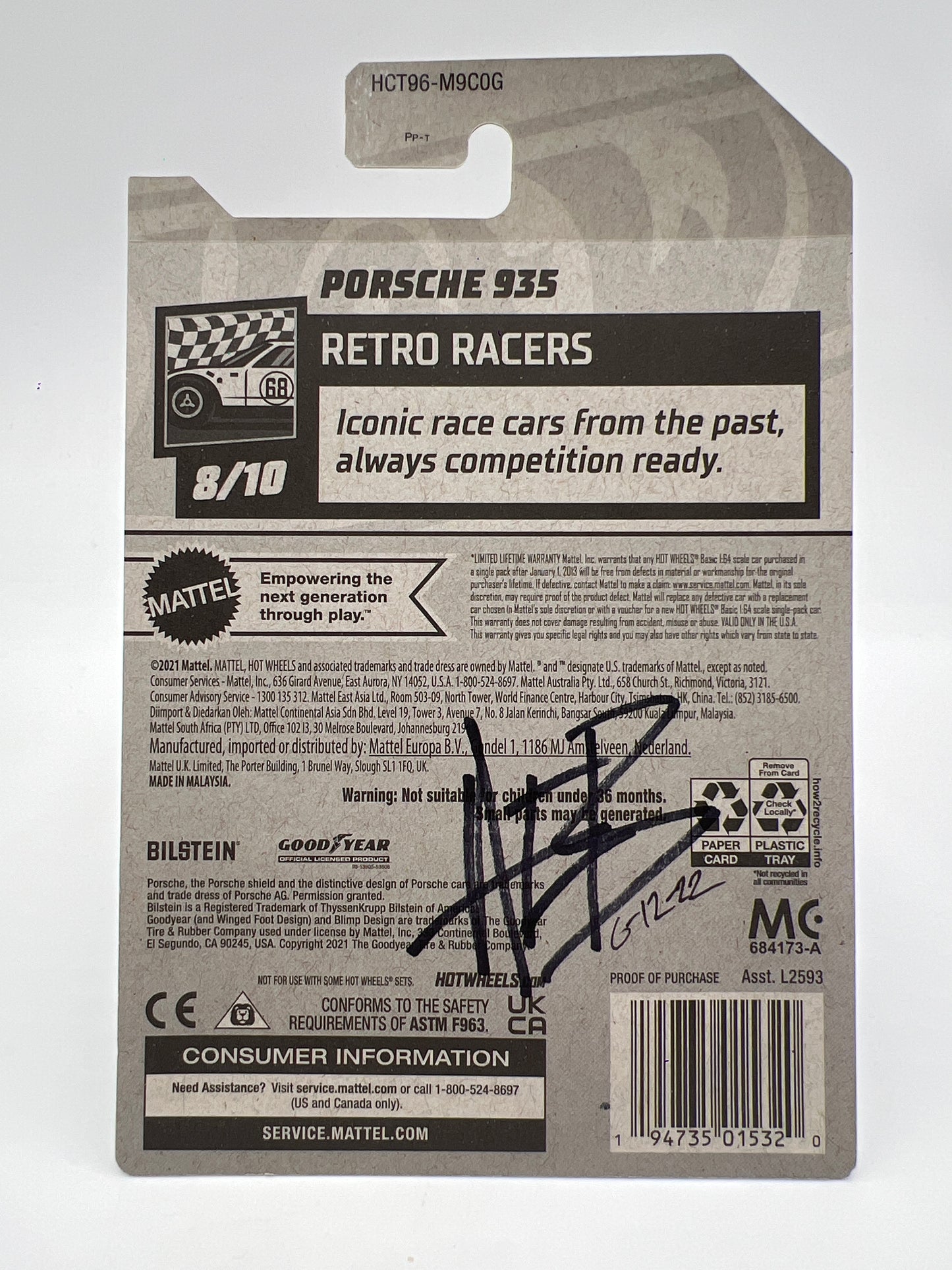 Hot Wheels Porsche 935 Dark Blue Wheel Swap Custom On Card W/Protector SR