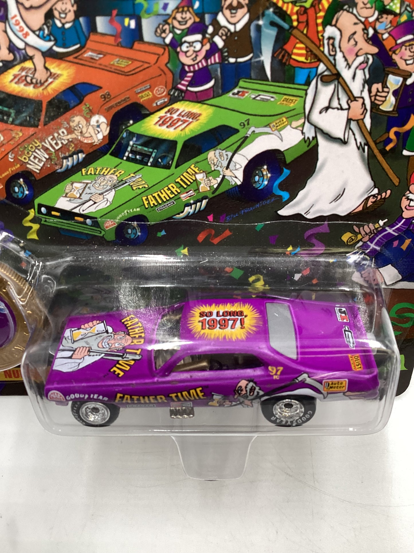 Johnny Lightning Dragsters New Year 98 #9918/15000 Father Time Purple 186C