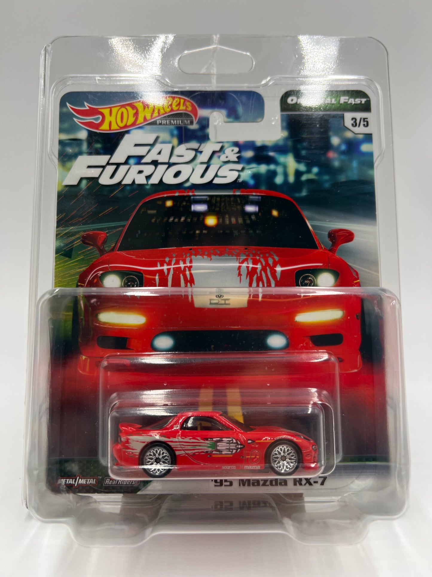 Hot Wheels Fast & Furious Original Fast #3 95 Mazda RX-7 Red W/Protector